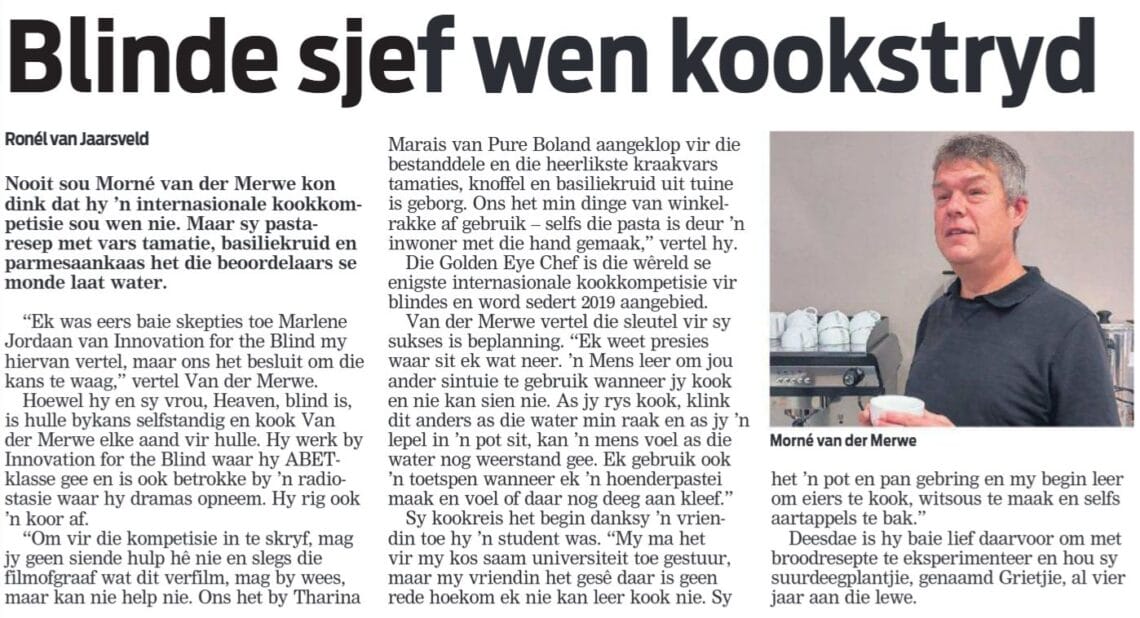 Blind chef wins international cooking competition with his pasta recipe